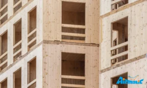 Imagen de un edificio construido con CLT